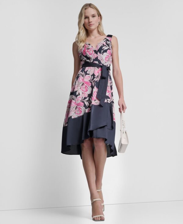 Women's Surplice Neck Asymmetrical Hem Dress