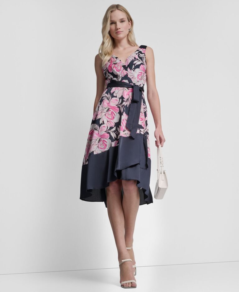 Women's Surplice Neck Asymmetrical Hem Dress