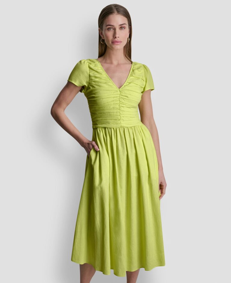 Women's V-Neck Puff-Sleeve Dress