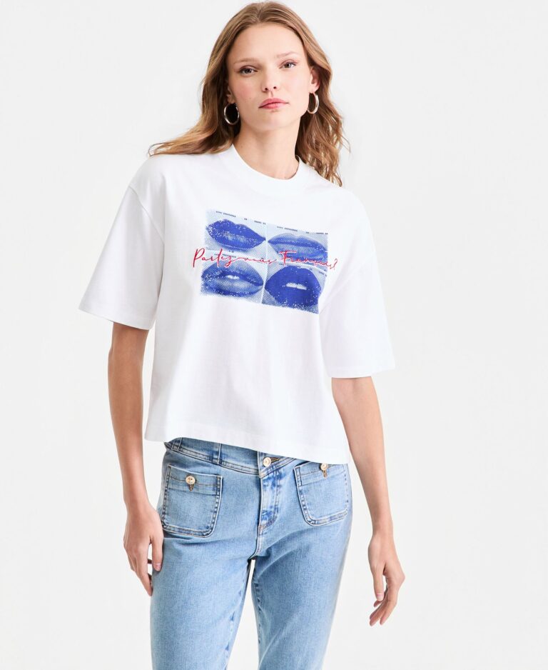 Women's Cotton Oversized French Lips Tee