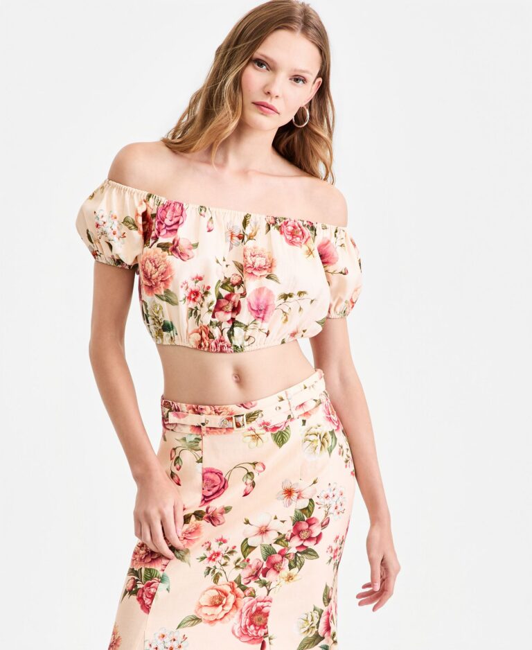 Women's Ryan Off-The-Shoulder Linen-Blend Floral Top