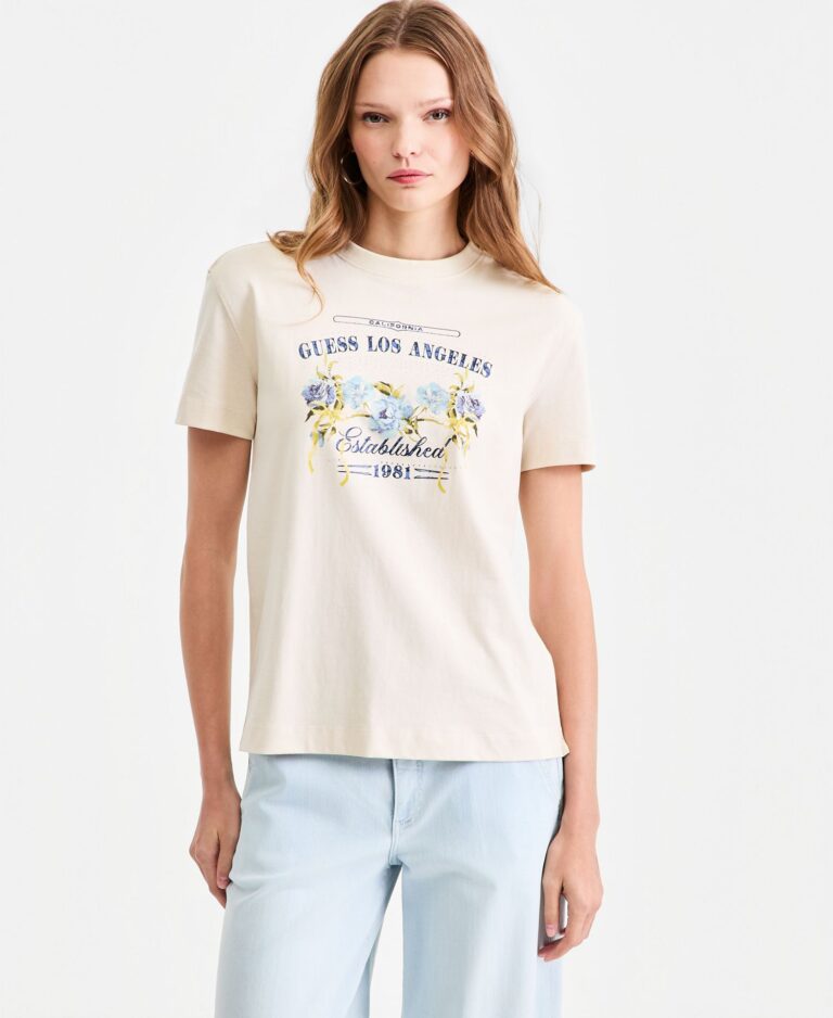 Women's Cotton Flower's Box Crewneck T-Shirt