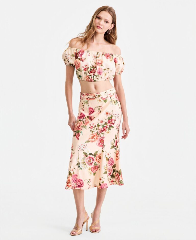 Women's Ryan Floral Linen-Blend Midi Skirt