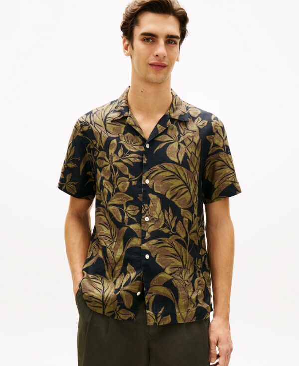 Men's Linen All-Over Floral Short-Sleeve Print Shirt