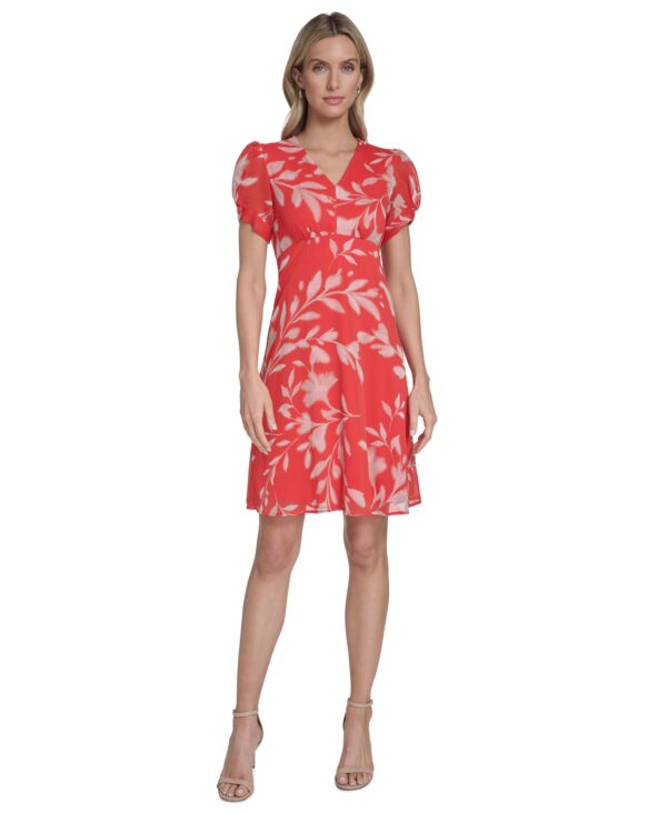 Women's Printed Puff-Sleeve Shift Dress