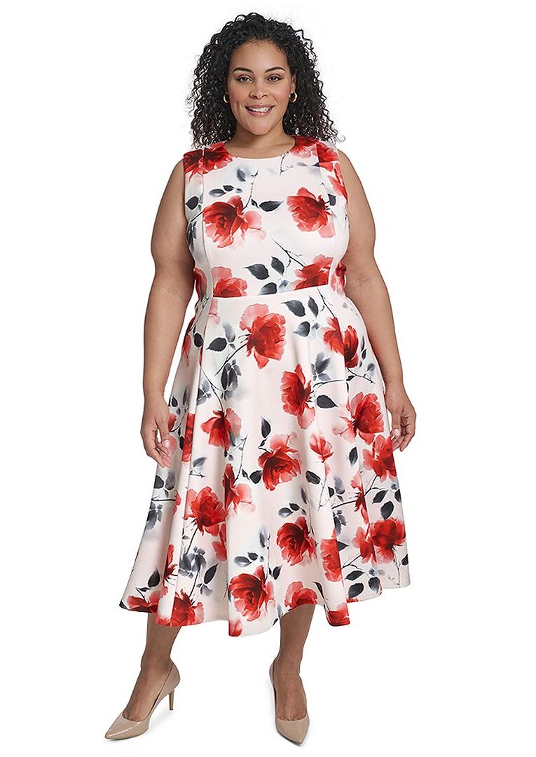 Plus Size Sleeveless Fit & Flare Dress