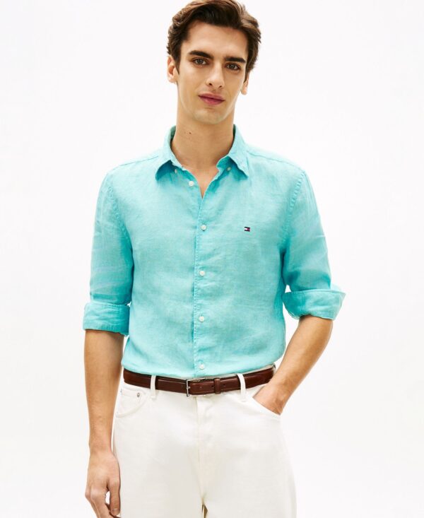 Men's Button-Down Long-Sleeve 100% Linen Shirt