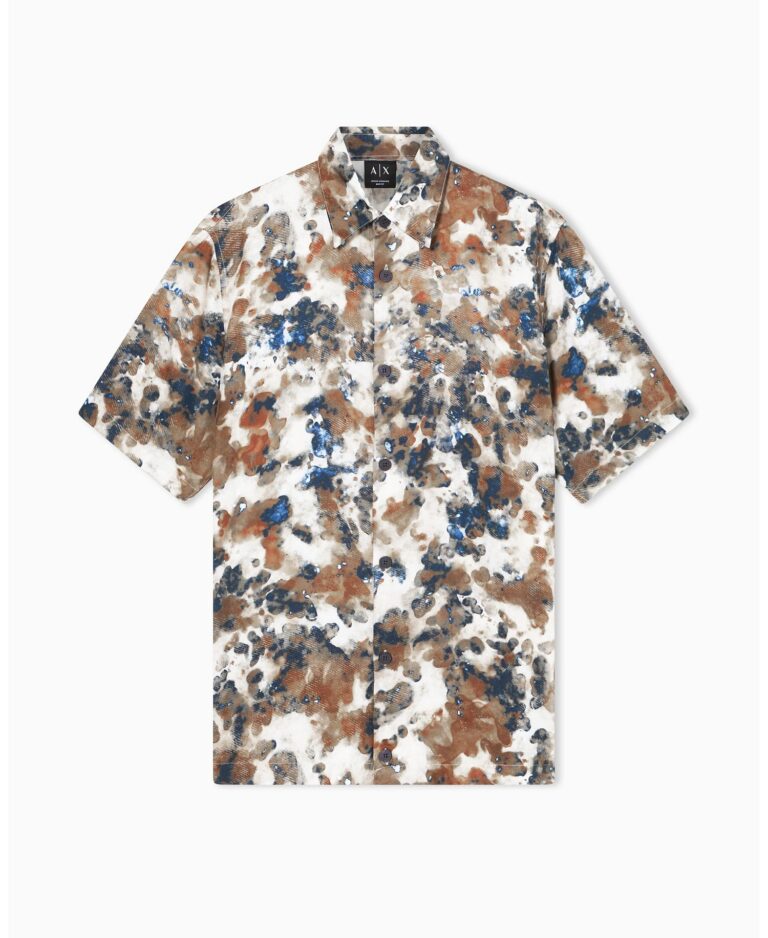 Men's Short Sleeve Silky Printed Button Up Shirt