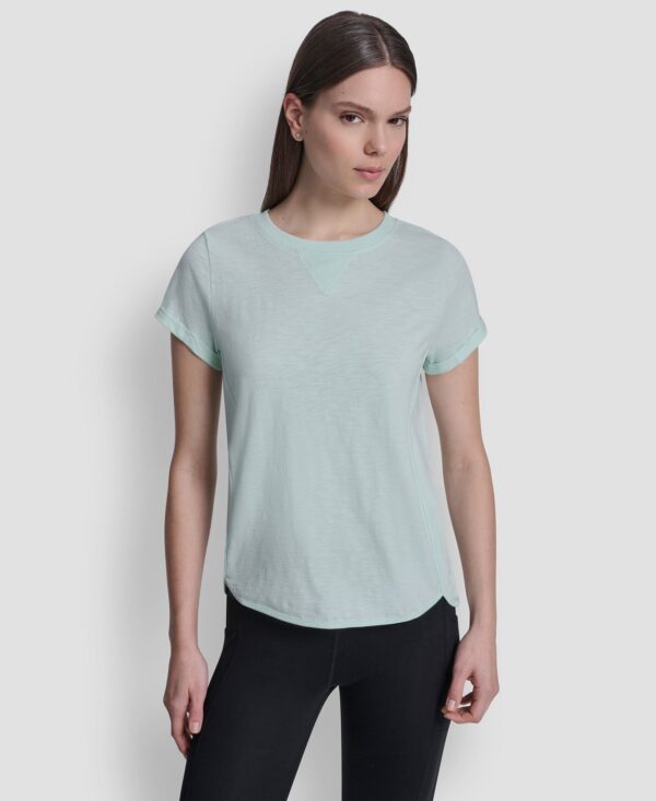 Women's Crew Neck Roll-Sleeve Top