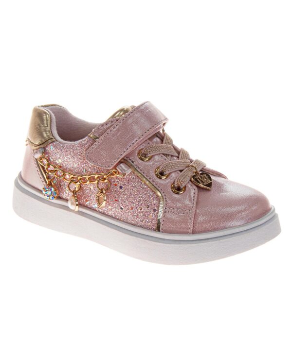 Little Girls Kensie Sneakers Glitter Charms Easy Hook-and-Loop Stylish