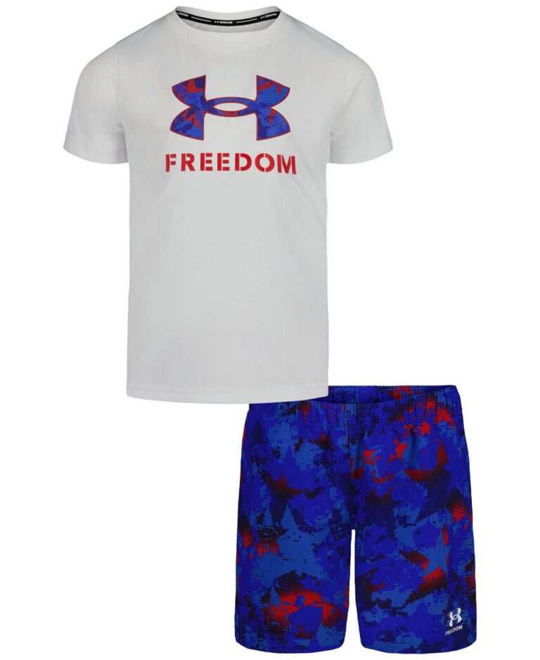 Boys' 4-7 Freedom Printed Swim T-Shirt and Shorts, 2-Piece Set