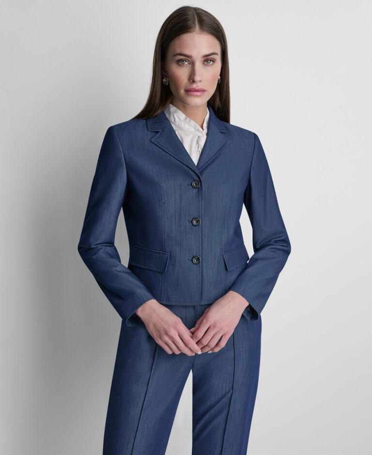 Women's Denim Cropped Button-Front Jacket