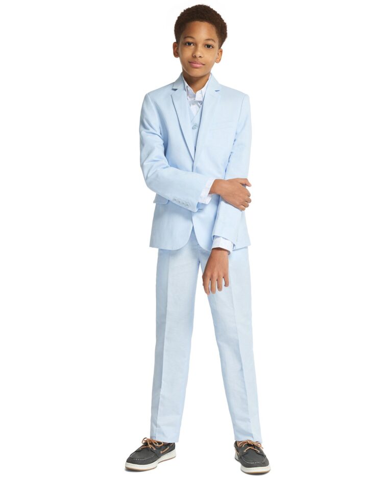 Boys' 8-20 Tri-Blend Linen Zip Closure Suit Pants