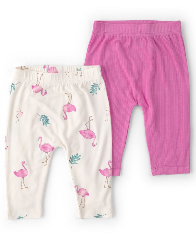 PurelySoft by Carter’s Baby Girls' Flamingo Pull-On Pants, 2-Pack