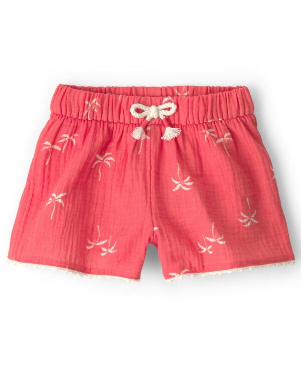 Girls' 2T-5T Palm Tree Tropical Gauze Fashion Shorts