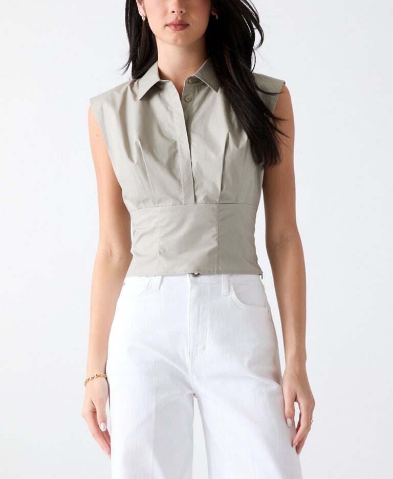 Women's Cherry Collared Sleeveless Top