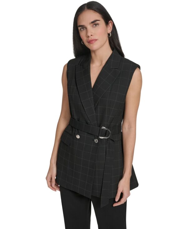 Women's Windowpane Tie-Waist Vest