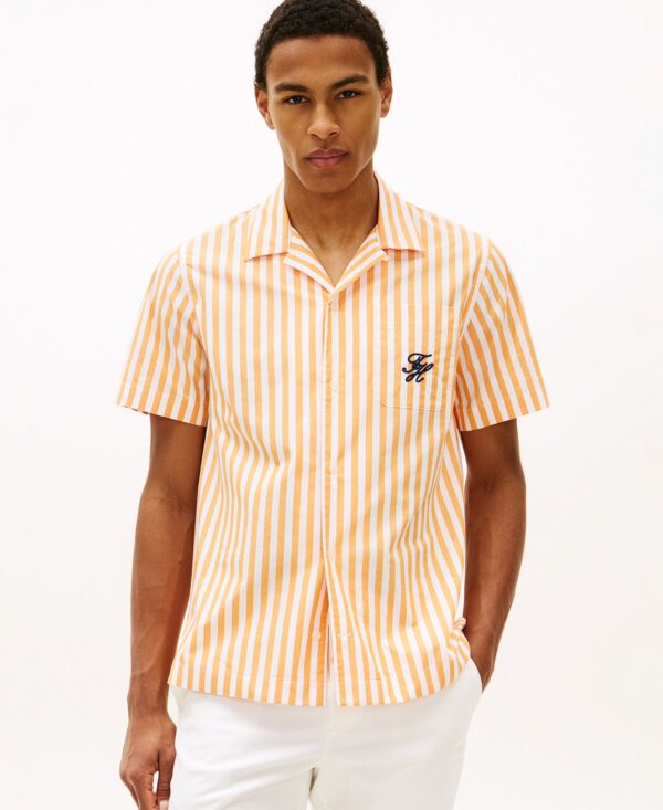 Men's Papertouch Striped Camp Collar Short-Sleeve Shirt