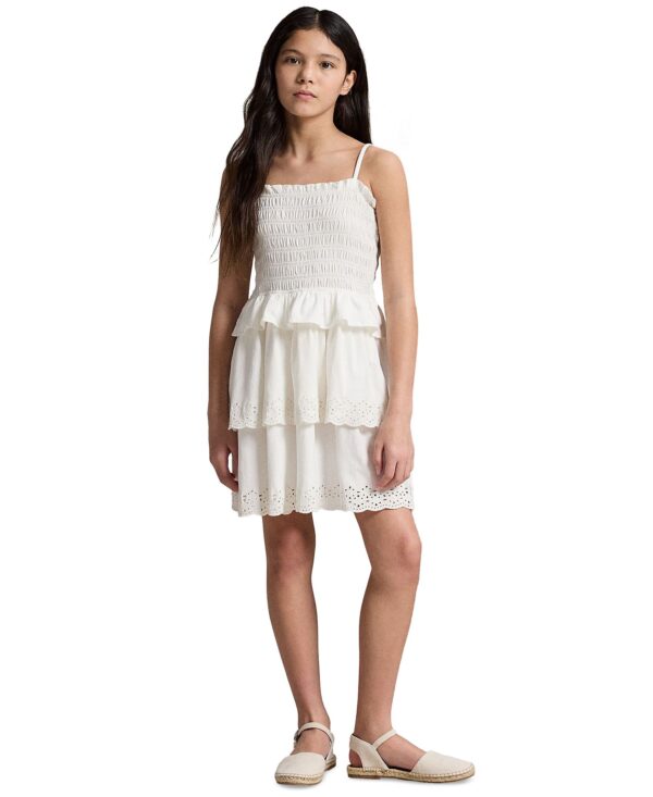 Girls' 7-16 Smocked Cotton Jersey Dress