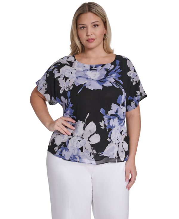 Plus Size Printed Short-Sleeve Top
