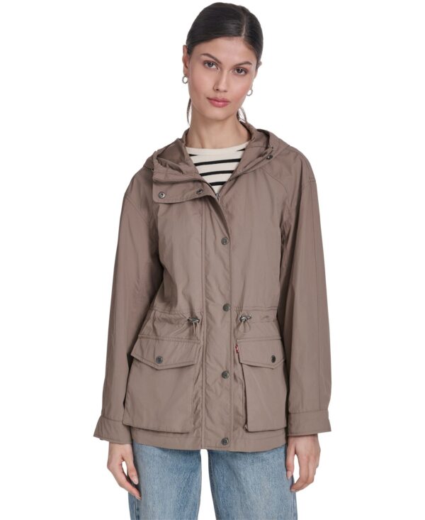 Women's Cinch-Waist Hooded Rain Anorak Jacket