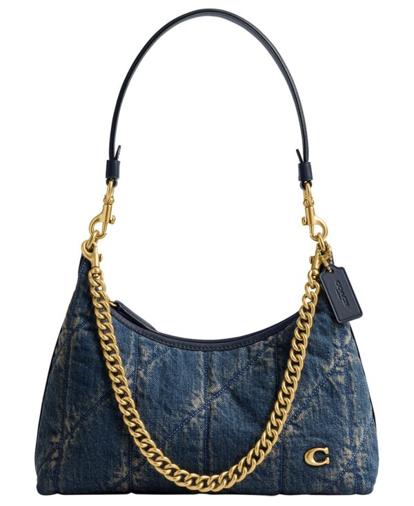 Juliet Small Quilted Cotton Denim Shoulder Handbag 25