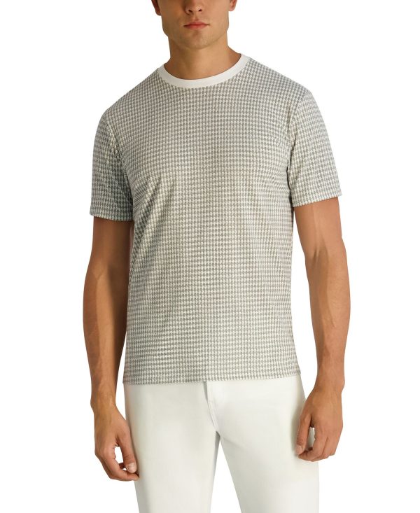 Men's Houndstooth Print Regular-Fit Crewneck T-Shirt