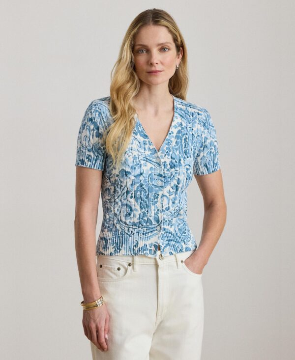 Women's Short-Sleeve V-Neck Cardigan