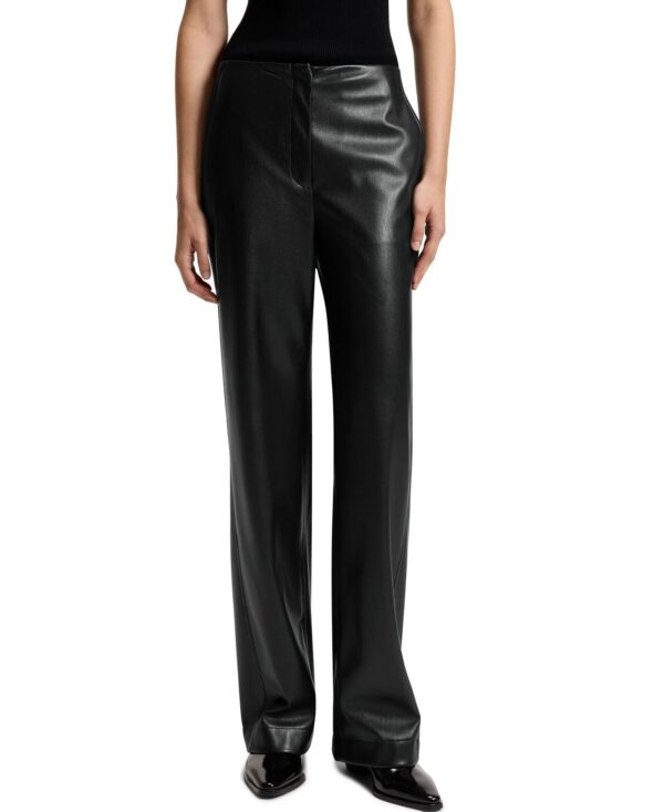 BOSS by Women's Faux Leather Straight-Leg Pants