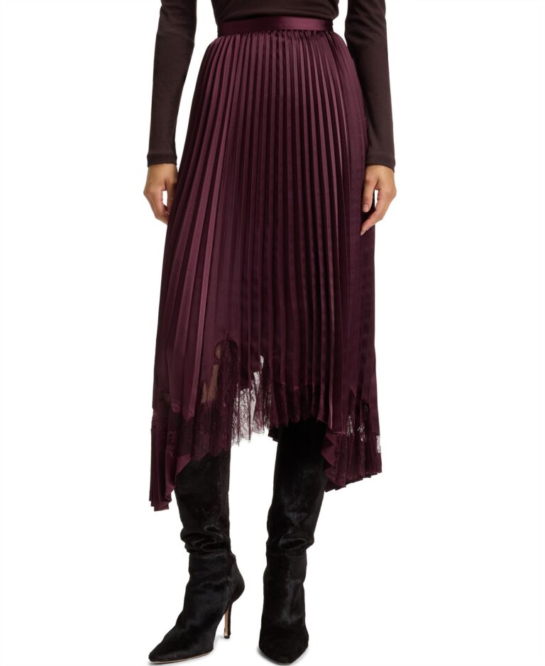 BOSS by Women's Satin Plisse Pleats Skirt