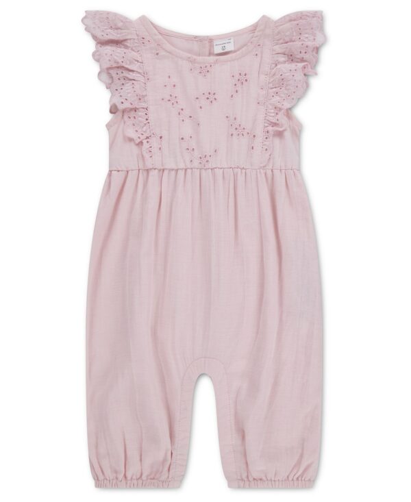Baby Girls' Flutter Sleeve Eyelet Jumpsuit