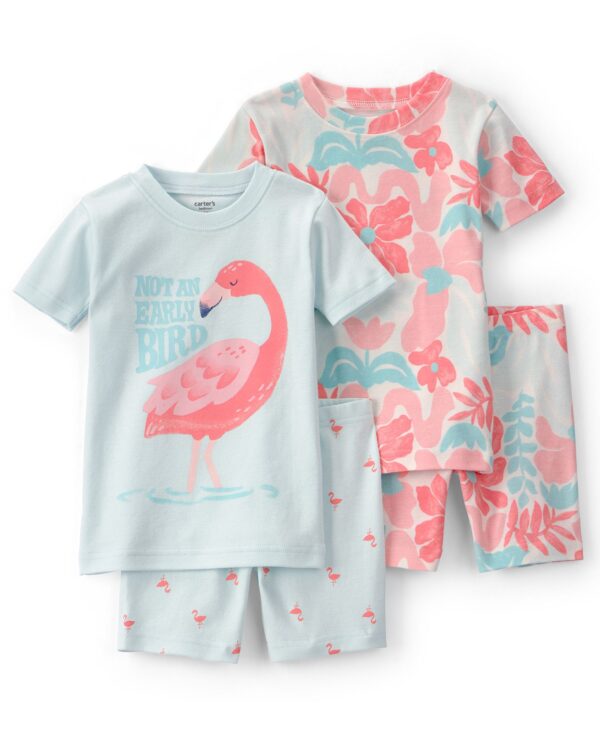 Baby Girls' Short-Sleeve T-Shirt and Shorts Sleep & Play, 4-Piece Set