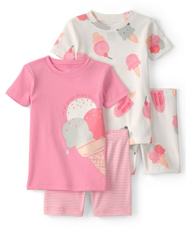 Baby Girls' Short-Sleeve T-Shirt and Shorts Sleep & Play, 4-Piece Set