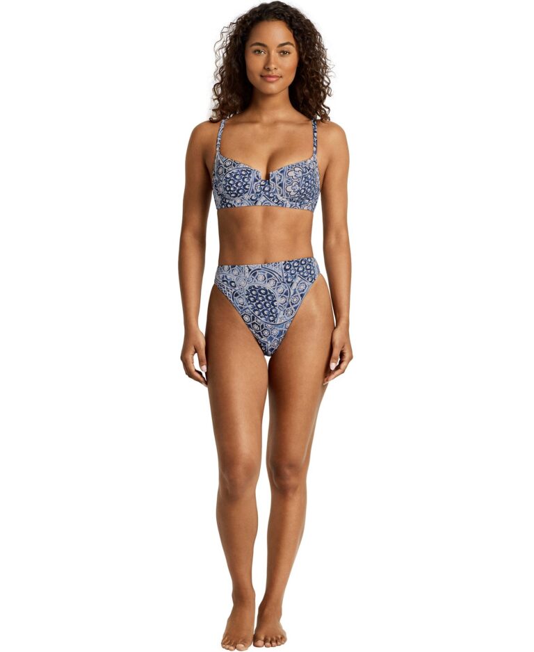 Women's Notch Printed Swim Top and High-Leg Swim Bottoms