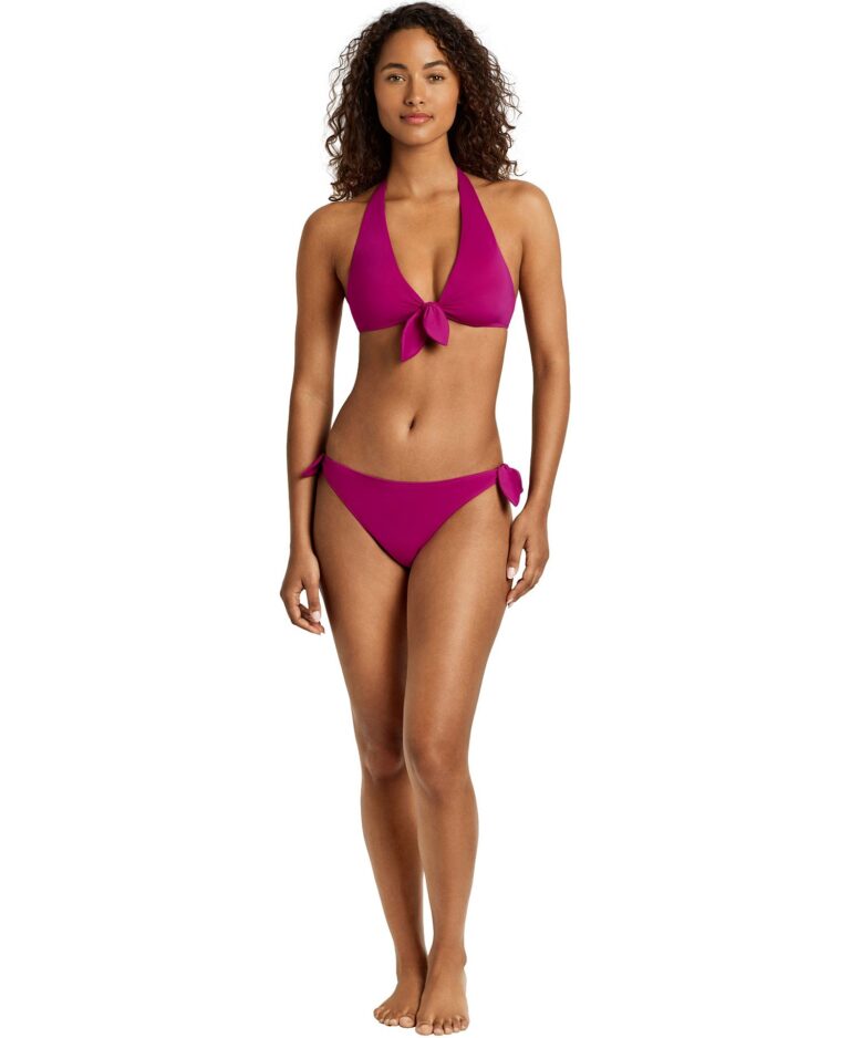 Women's Tie-Front Swim Top and Side-Tie Hipster Bikini Bottoms