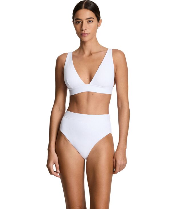 Women's Banded Tall V-Neck Swim Top and Banded High-Waist Swim Bottoms
