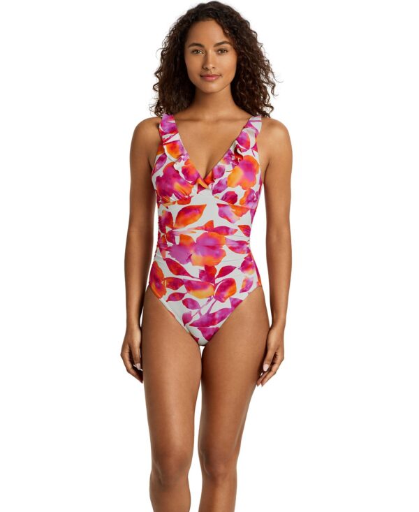 Women's Ruffle Surplice Underwire One-Piece Swimsuit
