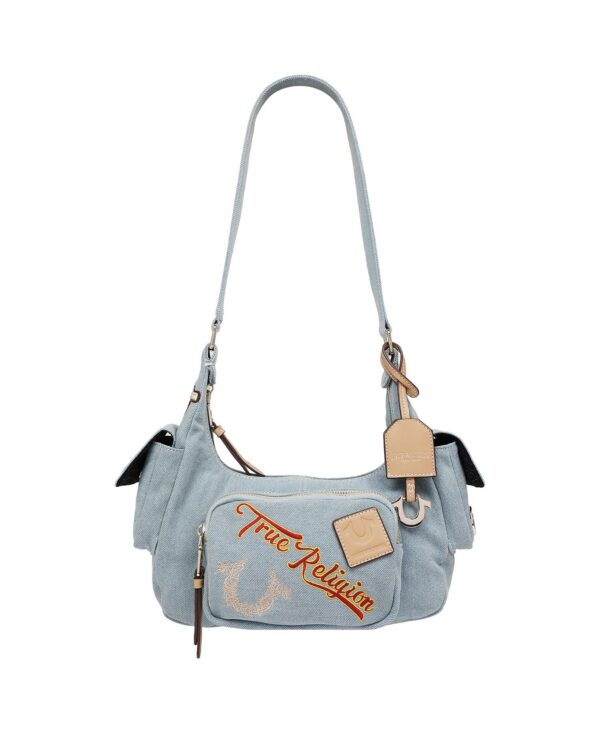 Multi-Patch Denim Hobo Shoulder Bag