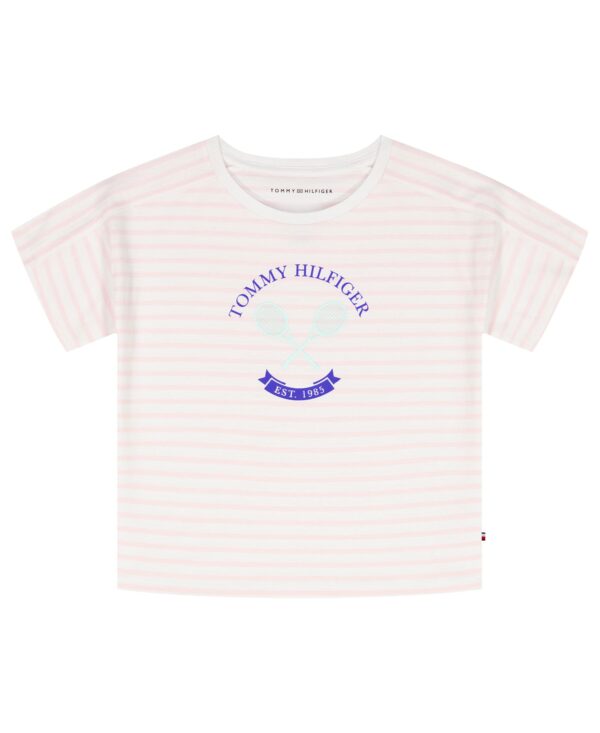Girls' 7-16 Round Neck Stripe T-Shirt