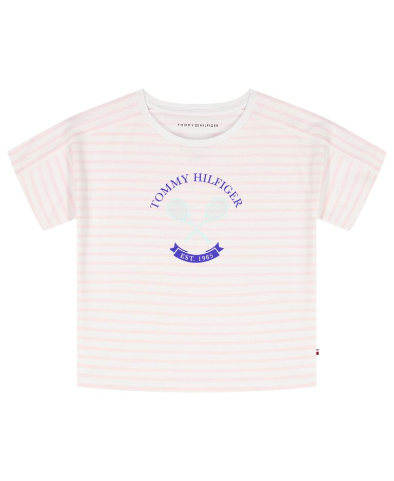 Girls' 7-16 Round Neck Stripe T-Shirt