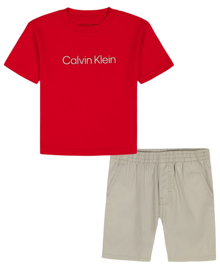 Boys' 2T-7 Relaxed Logo T-Shirt and Cotton Poplin Shorts, 2-Piece Set