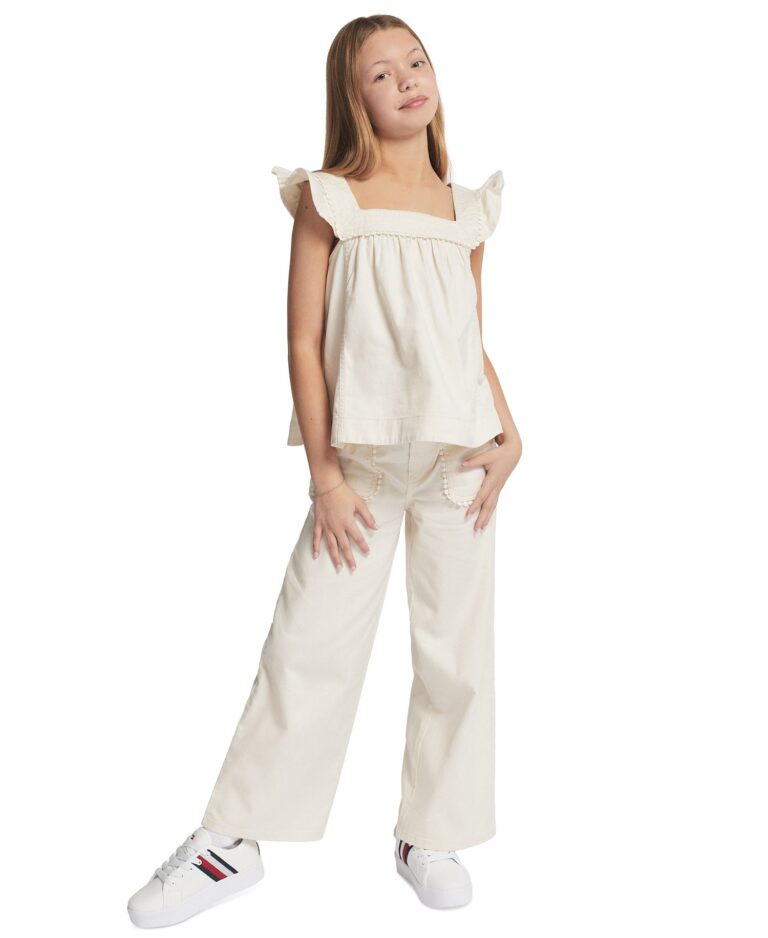 Girls' 7-16 Twill Wide-Leg Pants