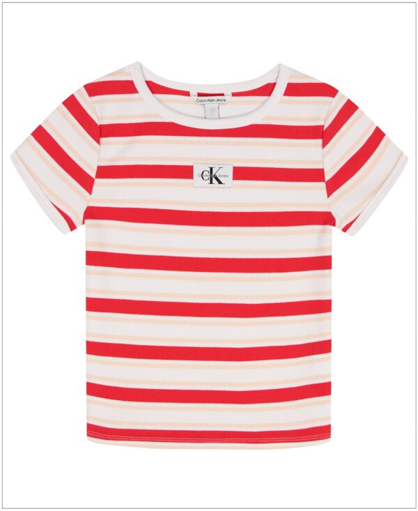 Girls' 7-16 Striped Round Neck T-Shirt