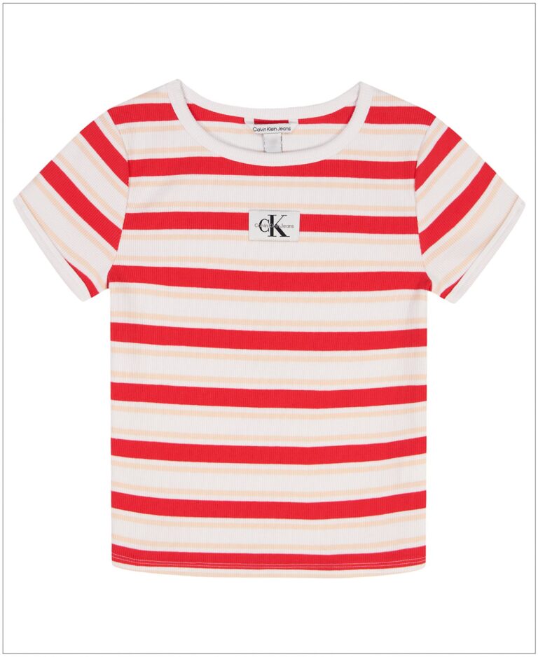 Girls' 7-16 Striped Round Neck T-Shirt