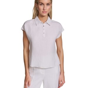 Petite Short-Sleeve Collared Top