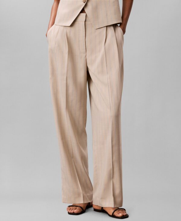 Women's Mid-Rise Pinstripe Wide-Leg Pants