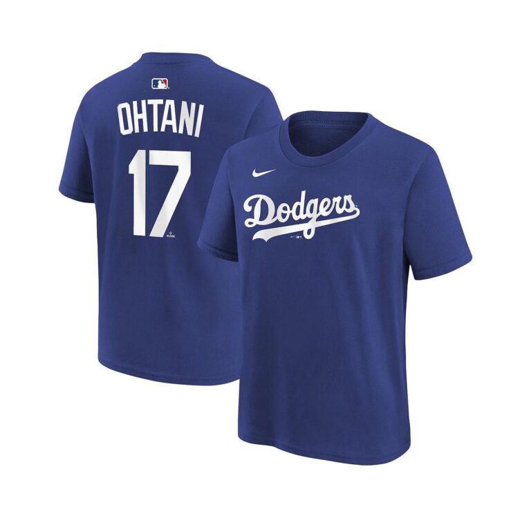Big Boys and Girls Shohei Ohtani Royal Los Angeles Dodgers Name & Number T-Shirt