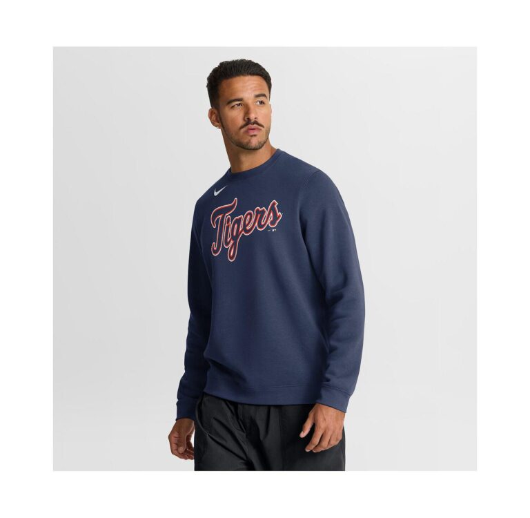 Men's Navy Detroit Tigers Primetime Wordmark Sweatshirt