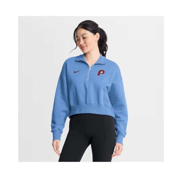 Women's Light Blue Philadelphia Phillies Primetime Phoenix Fleece Half-Zip Sweatshirt