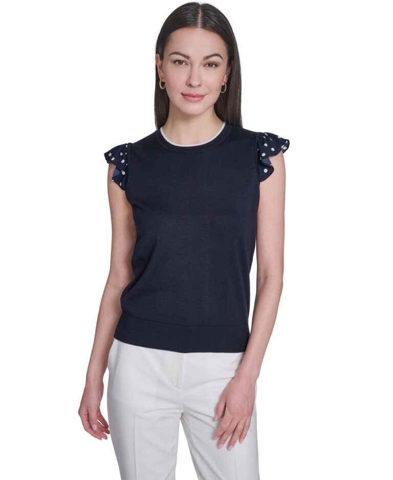 Women's Mixed Media Sleeveless Sweater